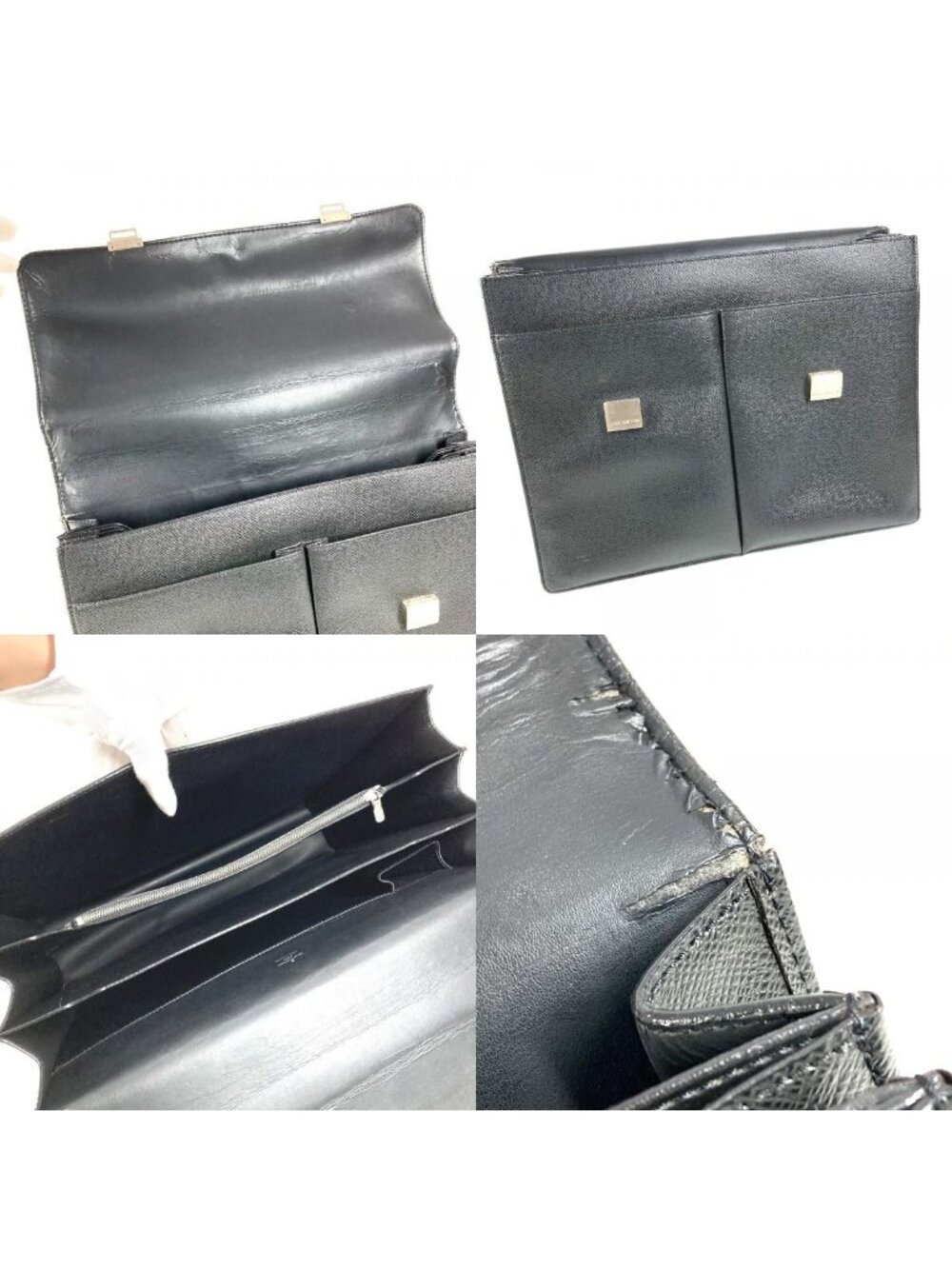 Louis Vuitton Business Bag Serviette Kazan Taiga Leather Ardoise Black - Picture 8 of 9